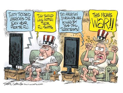 Political cartoon flu US ISIS world