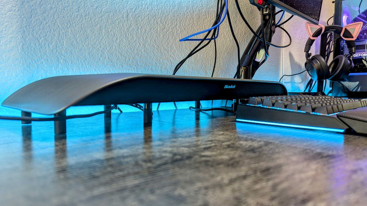 Image of the BlueAnt Soundblade Under-Monitor Soundbar.