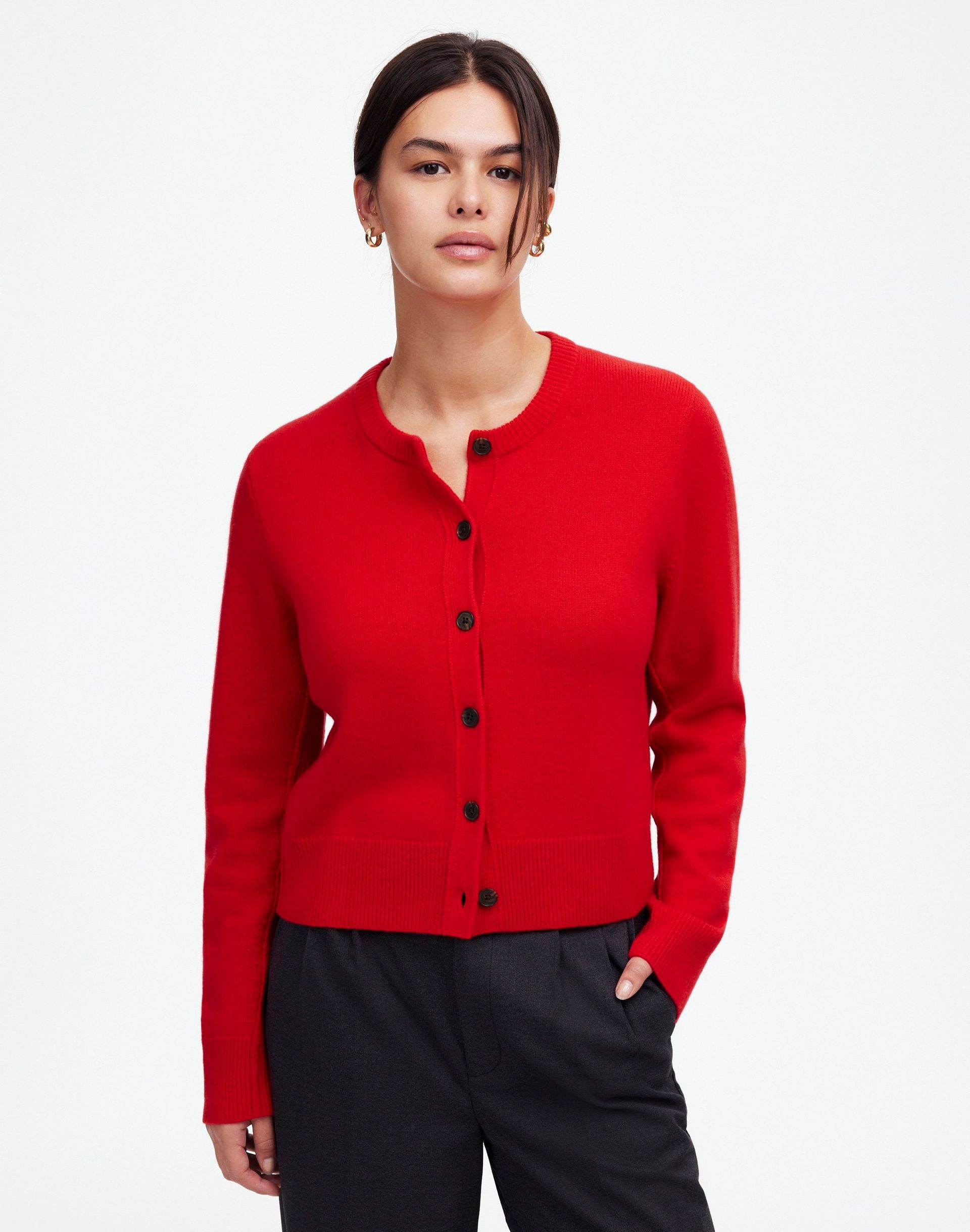 Cashmere Button-Front Cardigan Sweater