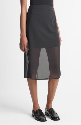 Sheer Slit Pencil Skirt