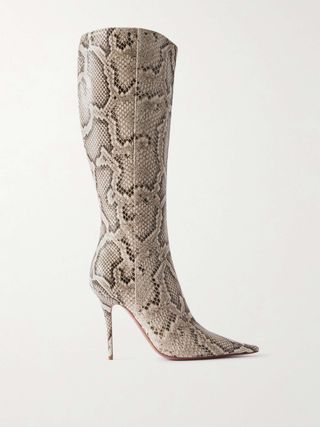 Barbara Snake-Effect Leather Knee Boots