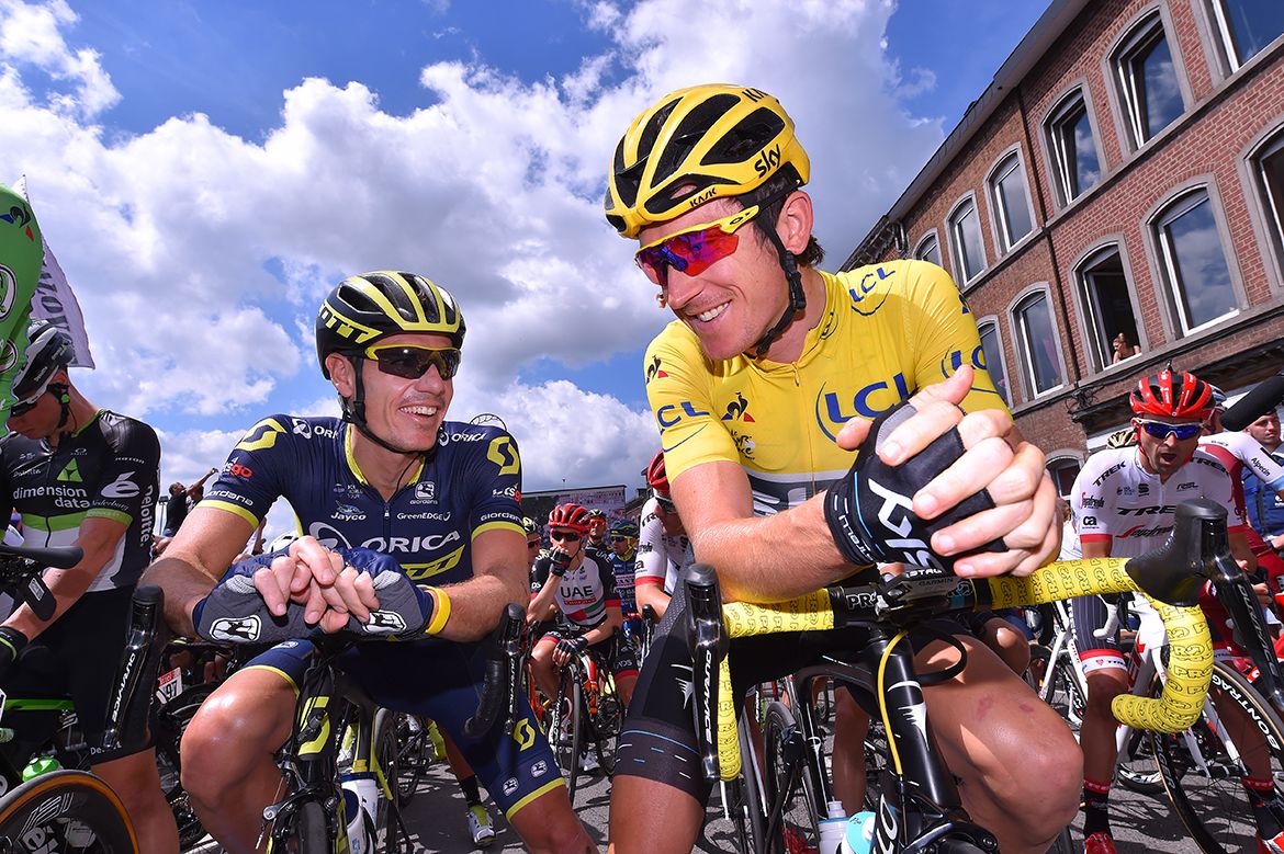 Daryl Impey and Geraint Thomas before the start