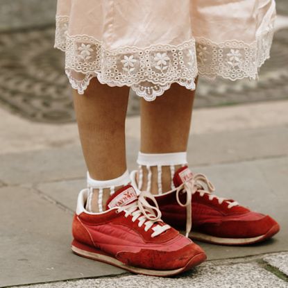 red sneakers