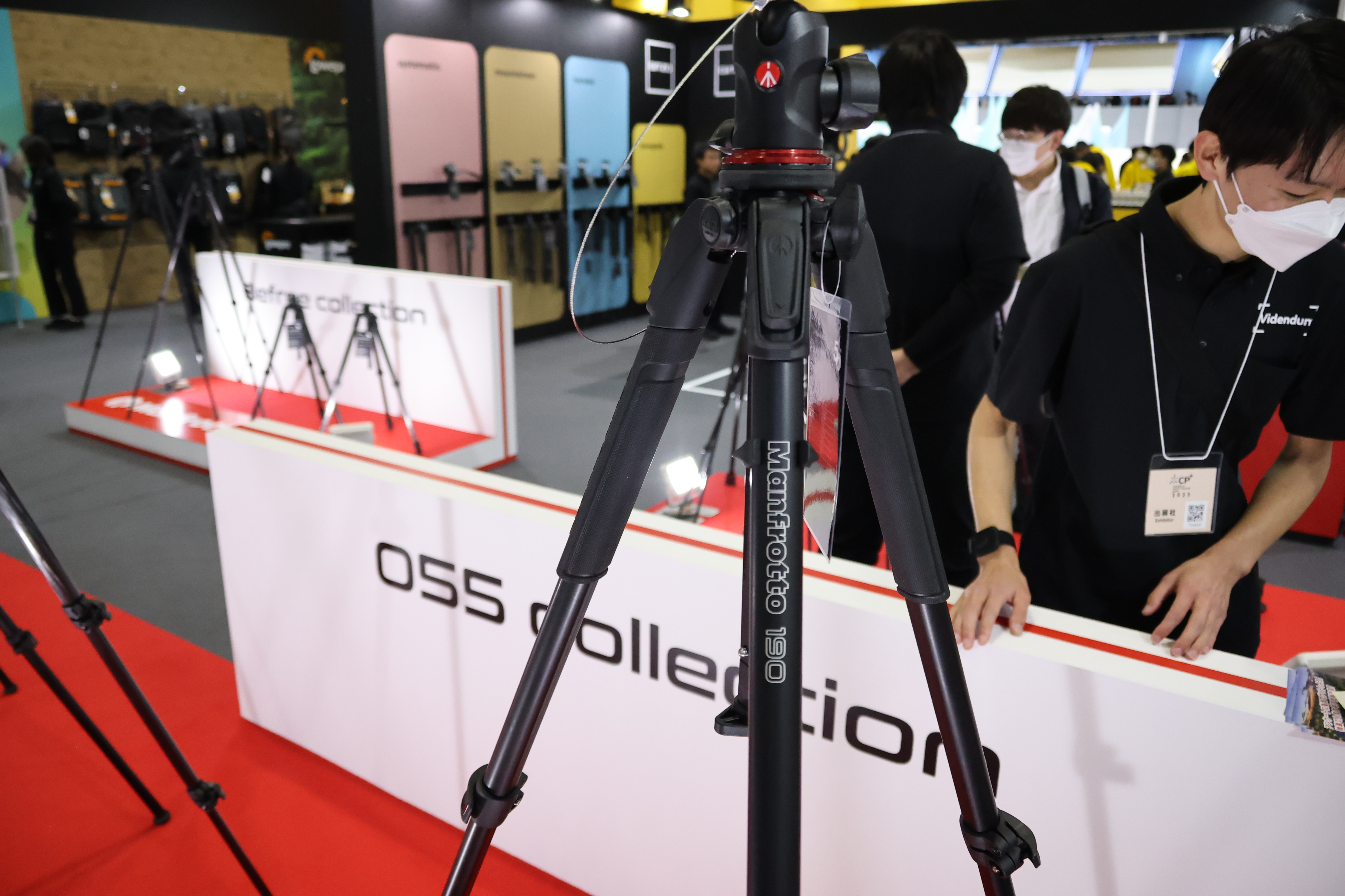 Manfrotto 'AS' 055- and 190- series tripods on display at CP+ 2025