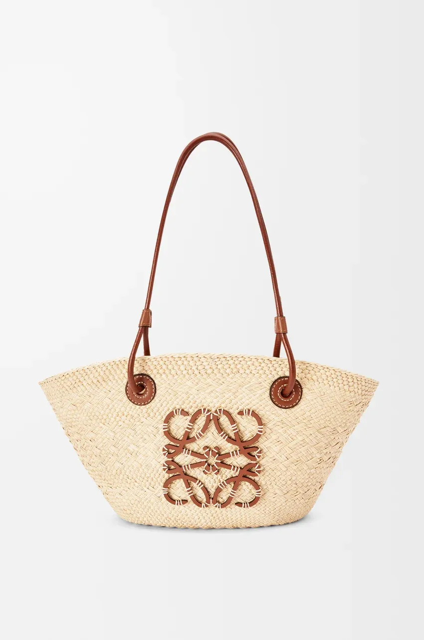 Loewe, Small Anagram Basket Bag in Iraca Palm and Calfskin