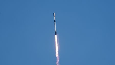 A SpaceX Falcon 9 rocket launches 24 Starlink internet satellites from California's Vandenberg Space Force Base on Aug. 8, 2026.