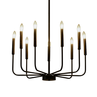 Black Chandeliers, 9-Light Metal Candle Farmhouse Chandeliers, Rustic Industrial Modern Chandeliers Lighting Fixtures Hanging for Living Room, Kitchen, Bedroom, Dining Room(bulbs Are Not Included)