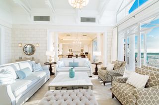 A blue and white decorated suite at The Shore Club in Turks & Caicos