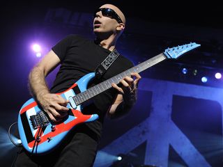 When last seen, Joe Satriani was still a one-guitar-at-a-time man