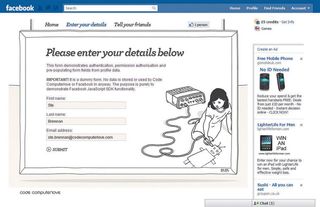 The demo has one form that requires the user to be logged in via Facebook so the application can pre-populate the field values from profile data