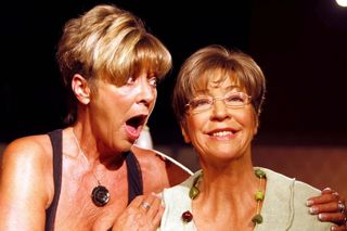 Coronation Street actress Anne Kirkbride with new wax figure of her on screen character Deirdre Barlow at Madame Tussauds in Blackpool (Pete Byrne/PA)