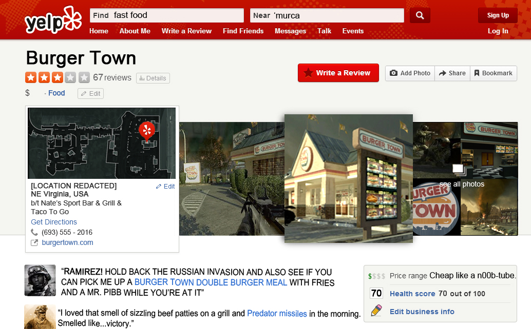 Burger Town (Call of Duty: Modern Warfare 2) by James R. - 5/5 stars