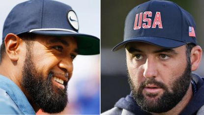 (left) Tony Finau and (right) Scottie Scheffler