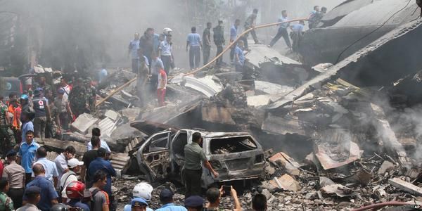 A military transport plane crashed in Indonesia, killing at least 30