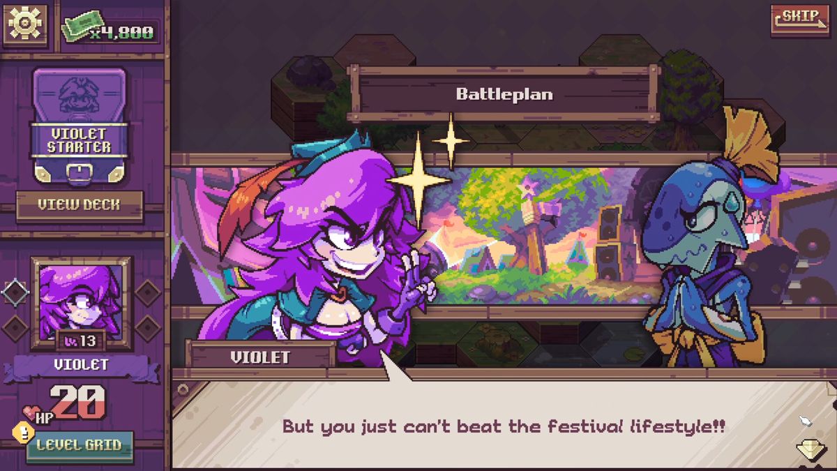 Pixelated card battle from the game Cross Blitz