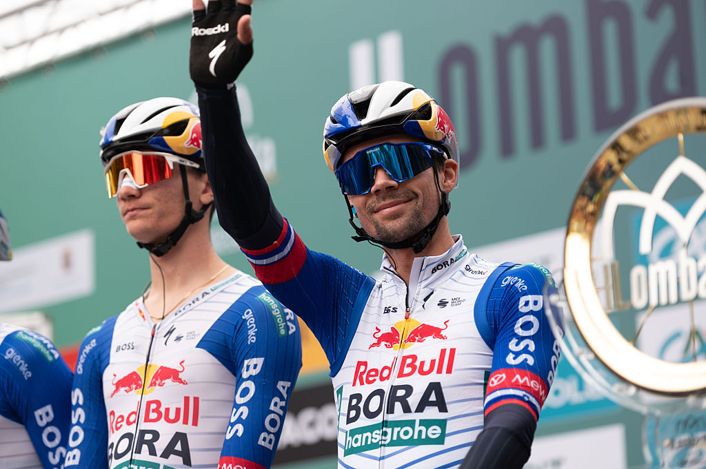 Primoz Roglic of the Red Bull - Bora - Hansgrohe team is at the start of the 120th edition of Il Lombardia in Bergamo, Italy, on October 10, 2026. (Photo by Silvia Colombo/NurPhoto)