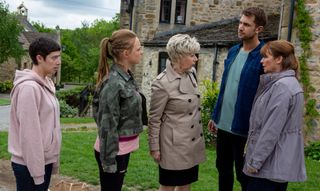 Victoria with rapist Lee and his mother Wendy in Emmerdale