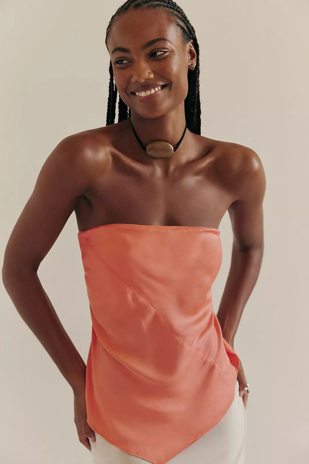 Free People FP One Raya Long Satin Top