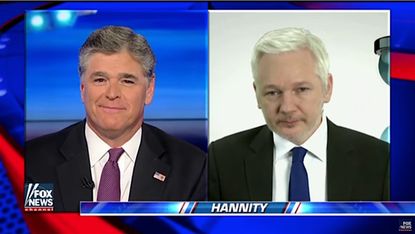 Sean Hannity pumps Julian Assange for information