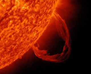 SDO 304 Angstrom Image of Prominence Eruption (Cropped) on the Same Day as the X1.7-Class Solar Flare