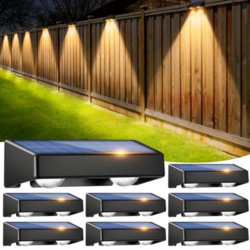 Soonanier Solar Fence Lights 9-Color&amp;amp;11 Modes Solar Wall Lights Outdoor Waterproof Rgb Solar Light Outdoor for Backyard,step Railing,pathway,patio,garden,fence,wall 8pack