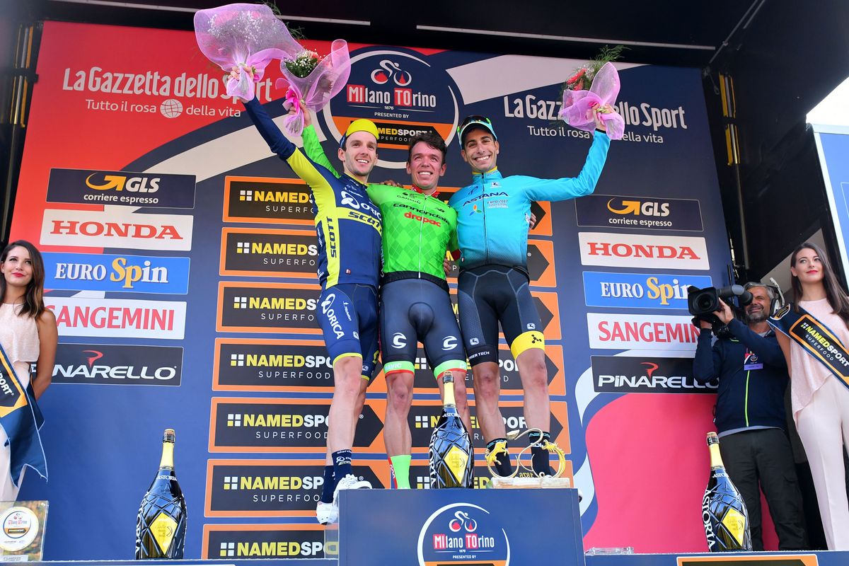 The final podium of the 2017 Milano-Torino