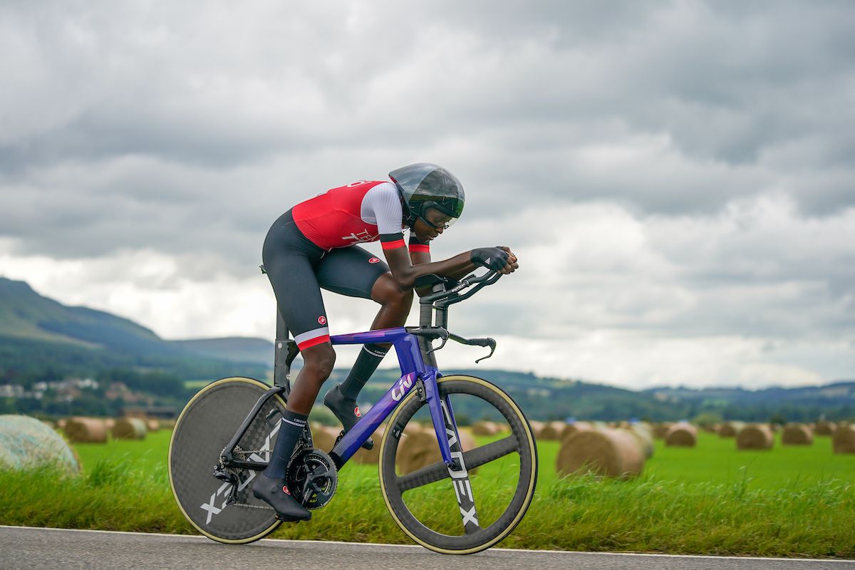 Picture by Zac Williams/SWpix.com - 10/08/2023 - Road Cycling - 2023 UCI Cycling World Championships - Stirling, Scotland - Women&acirc;s Elite Time Trial - Teniel Campbell of Trinidad and Tobago competing in the Women's Elite Time Trial