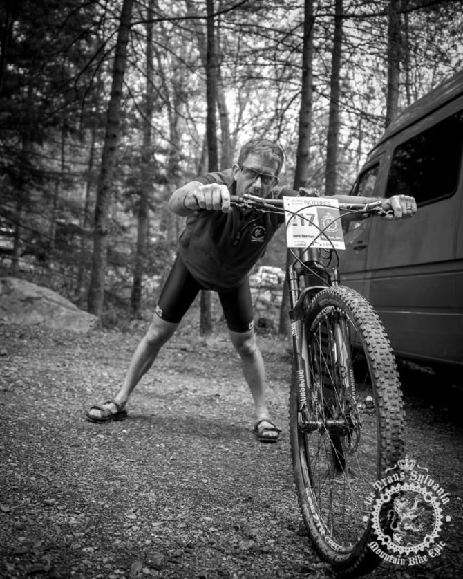 Chris Merriam stretches out before the start of the R.B.Winter Stage