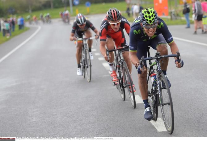 Andrey Amador (Movistar) leads the three man break