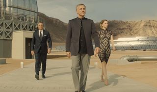 Spectre Blofeld shows Bond and Swann through his lair