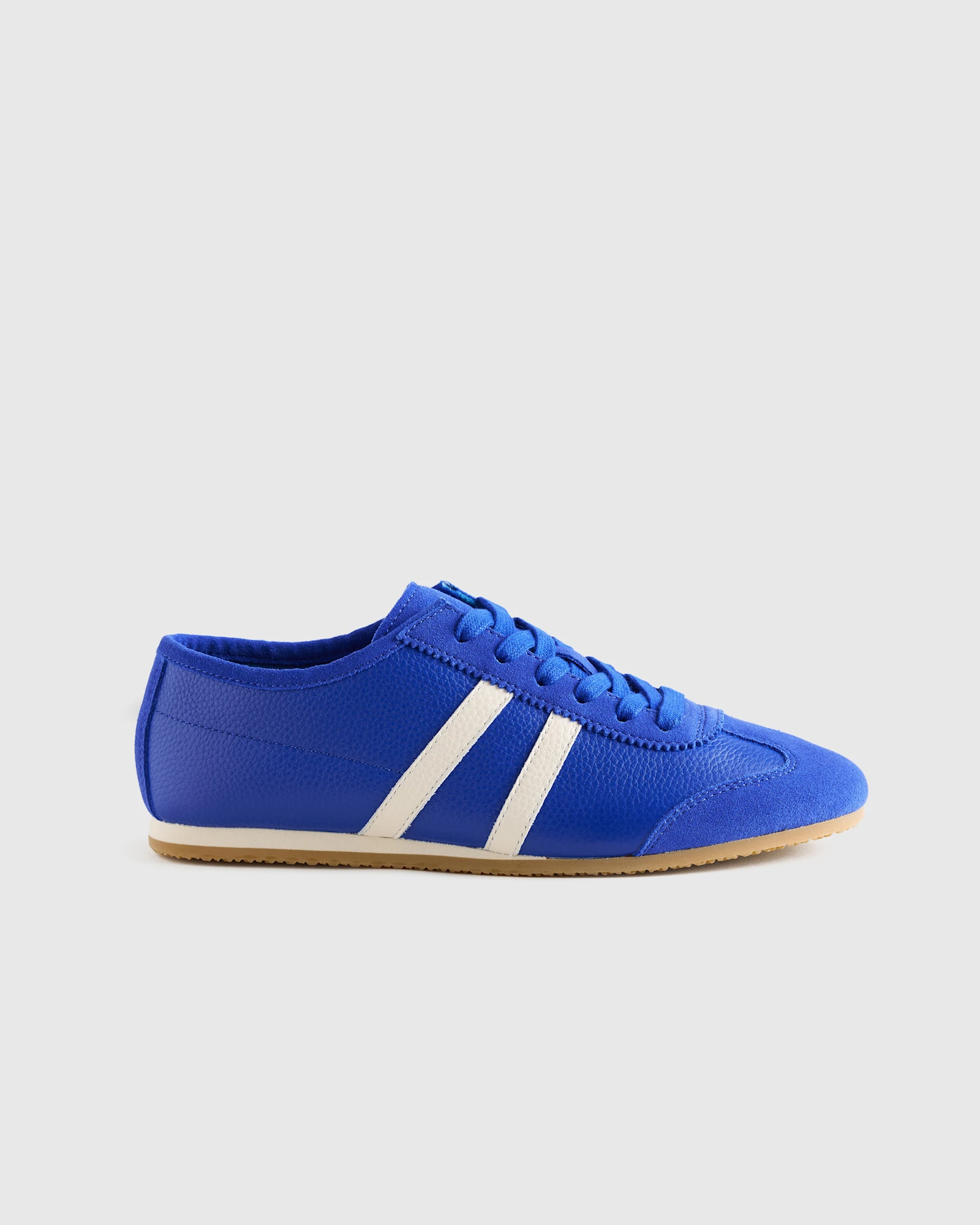 Italian Leather &amp;amp; Suede Low Profile Sneaker in Electric Blue