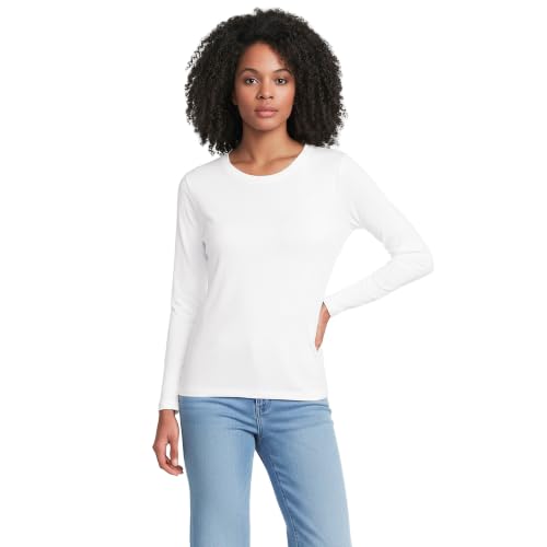 Lands' End Women's Supima Long Sleeve Crew Tee Large White