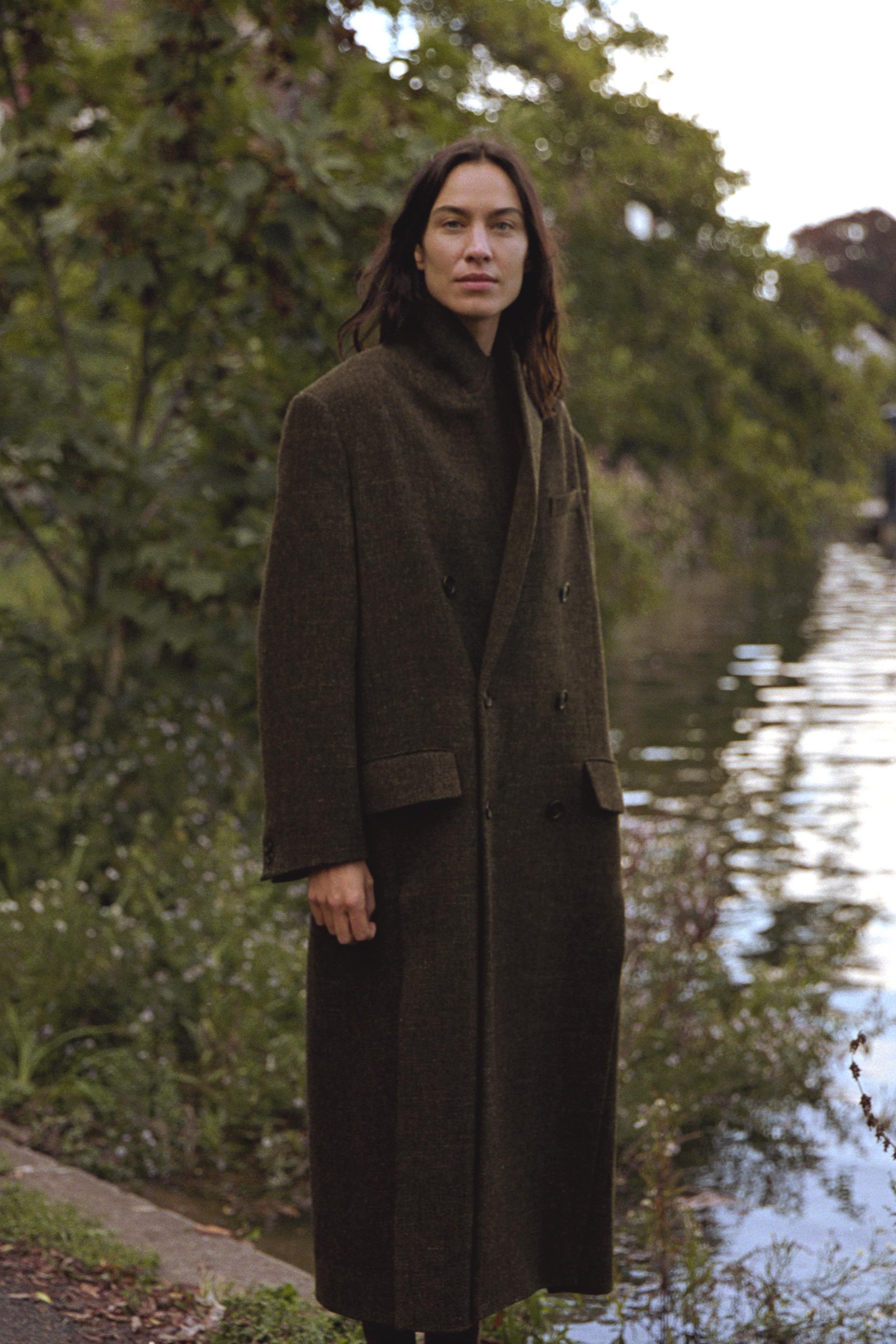 Wool Blend Coat With Vents Zw Collection
