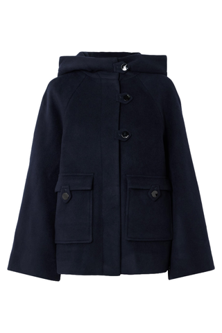 Ganni Hooded Pleated Wool-Blend Jacket