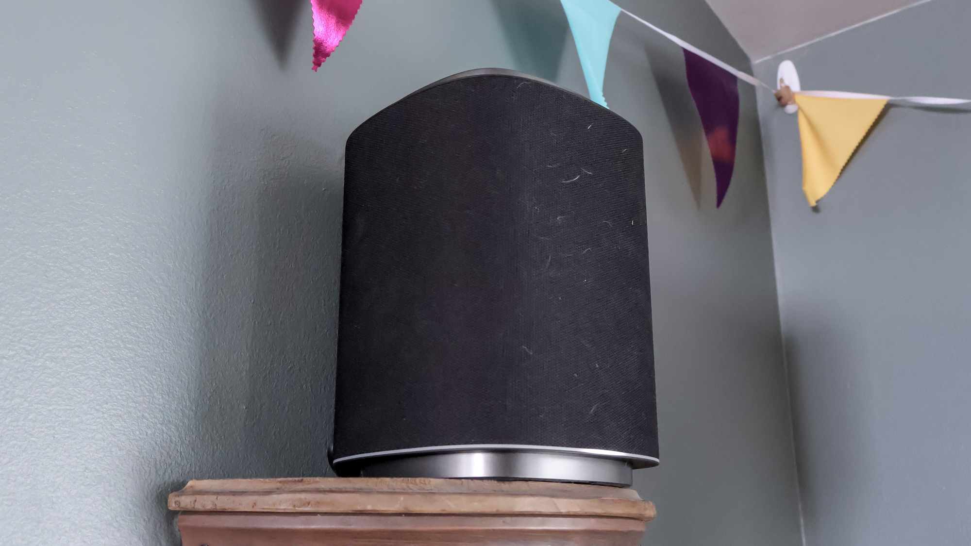 LG Sound Suite M7 Wireless Speaker on a stand