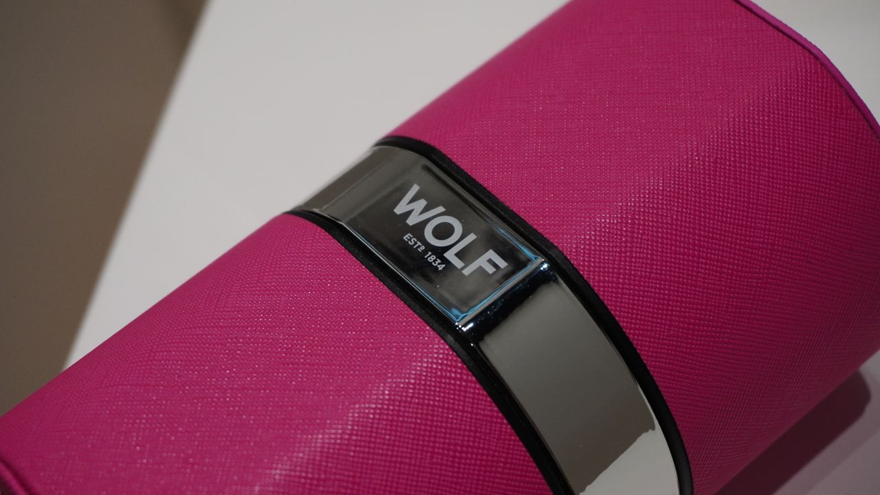 The Wolf Rocket watch winder in pink