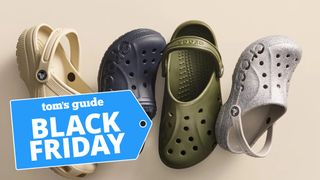 Four Crocs show with a Tom's Guide Black Friday sticker