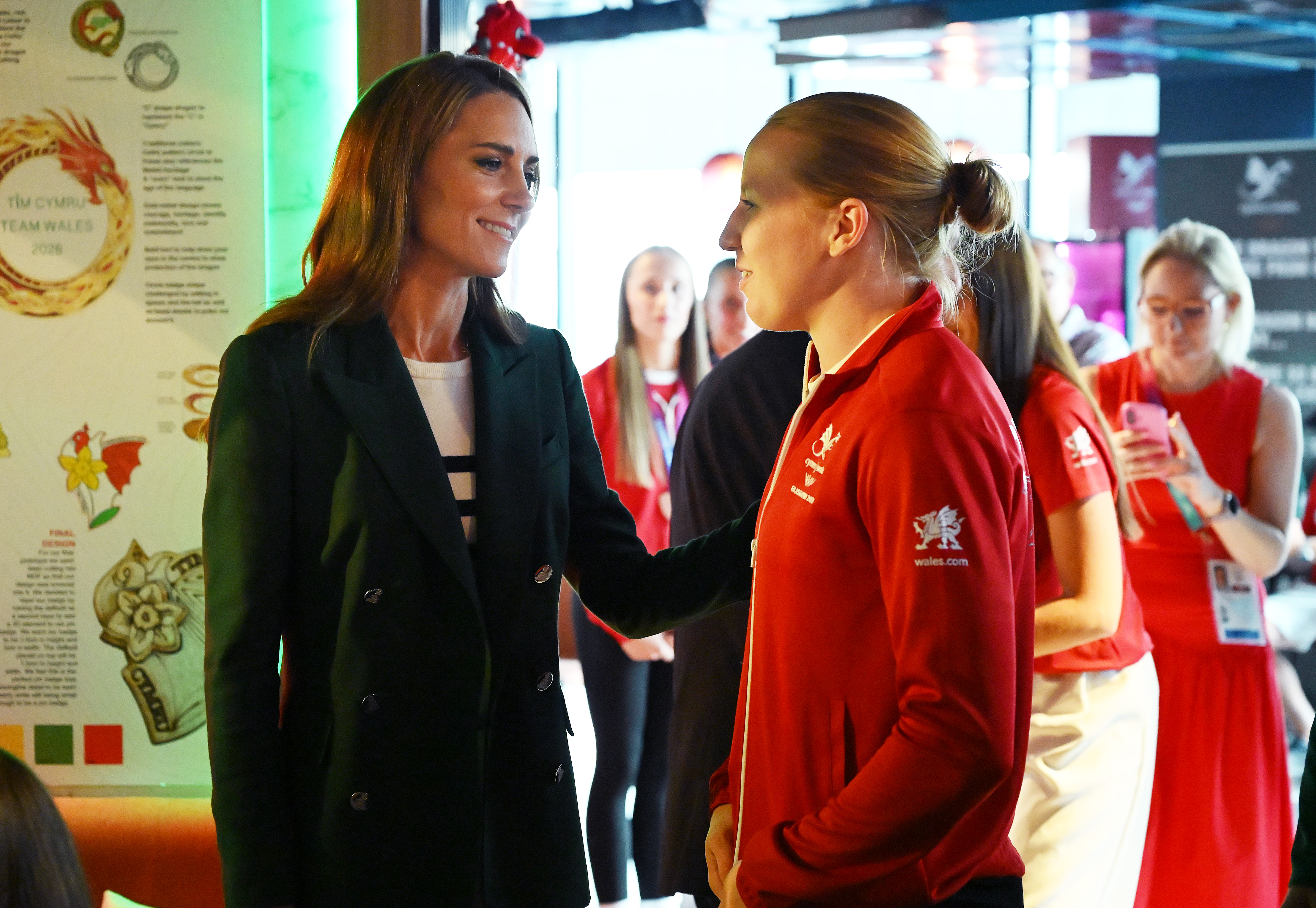 Princess Kate talking to an athlete at the Commonwealth Games