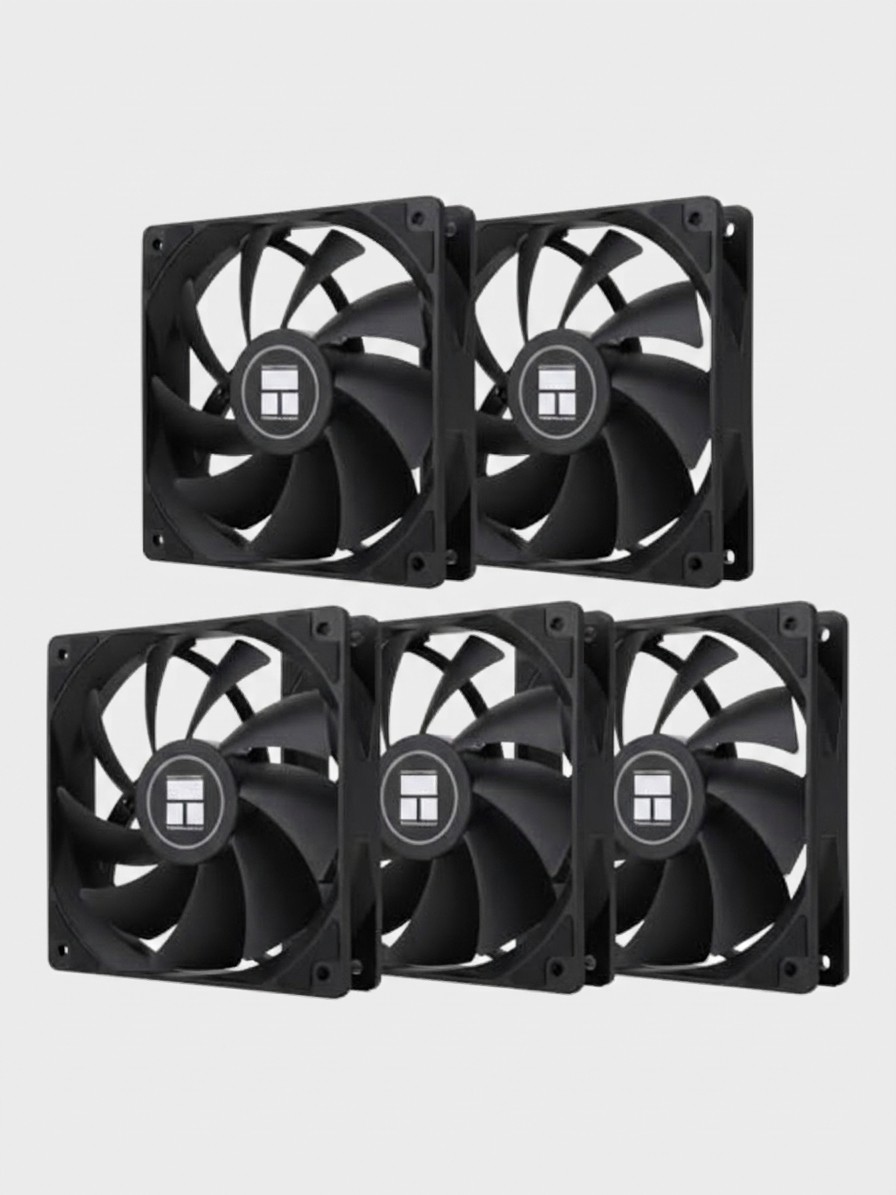 Five Thermalright TL-C12C 120 mm fans on a grey background
