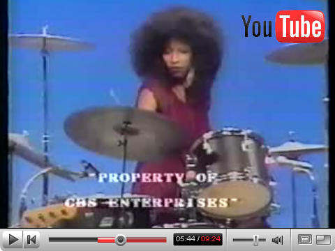 Chaka Khan plays the drums