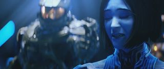 Cortana has a moment of sadness after being forced to trap Blue Team, who would not willingly join her.