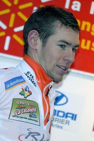 Arnaud Molmy (Roubaix Lille Metropole) on the best young rider podium.