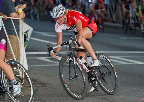 Action in the women's Terrapin Twilight Criterium