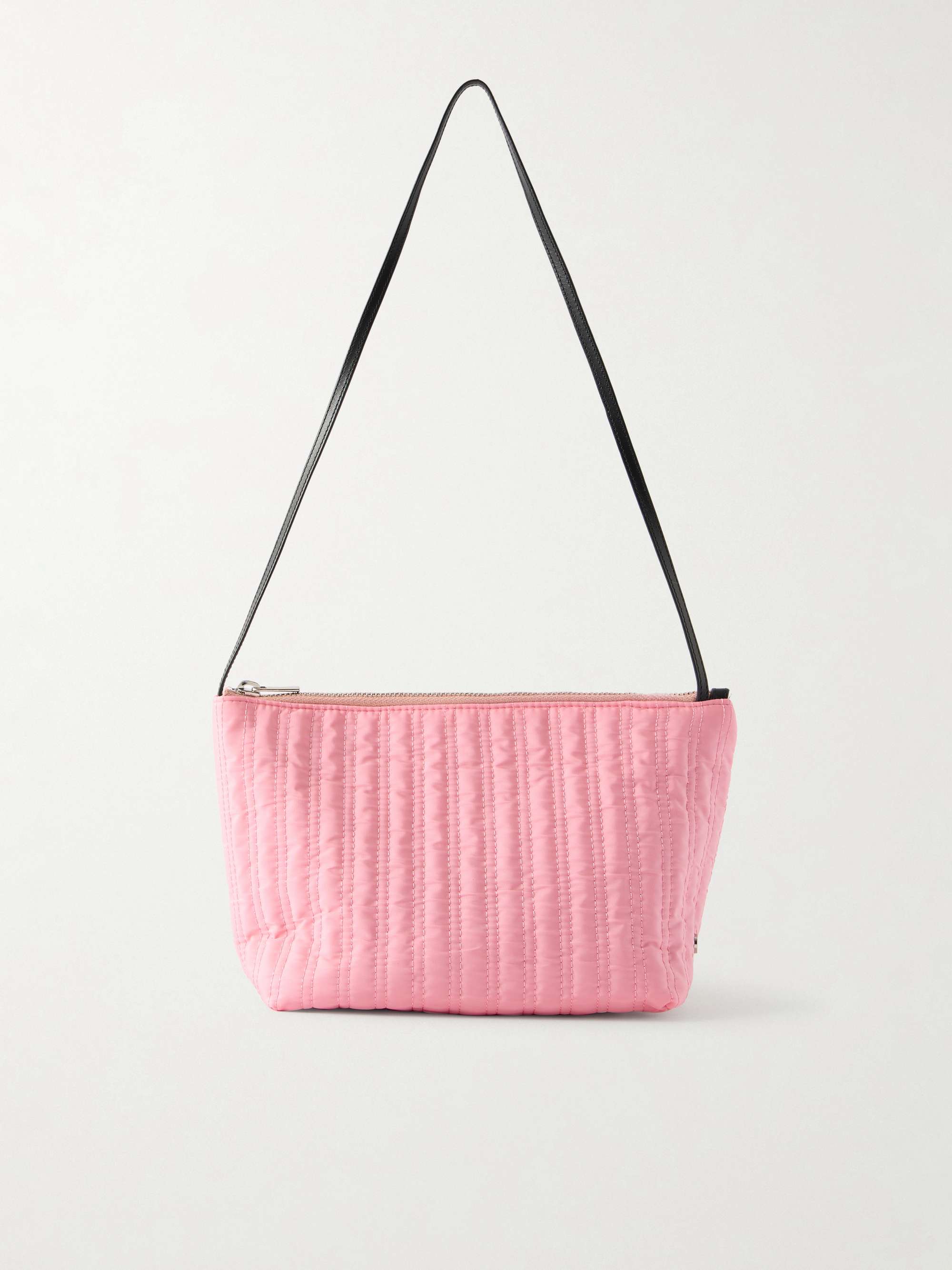 Corset Leather-Trimmed Quilted Shell Shoulder Bag