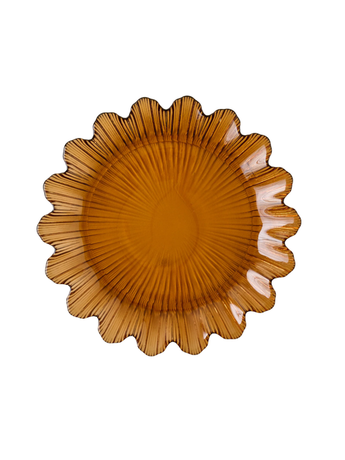 Emmeline Amber Scalloped Glass Plate