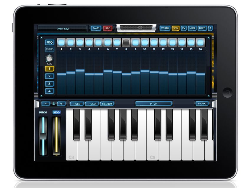 Arctic Keys' 16x4 gated step sequencer.