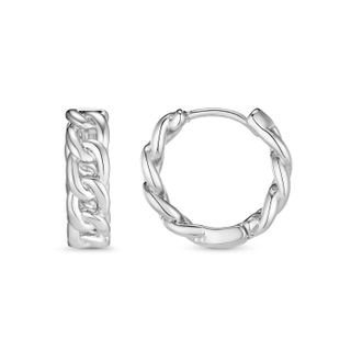 Orelia Chain Huggie Hoops - Silver