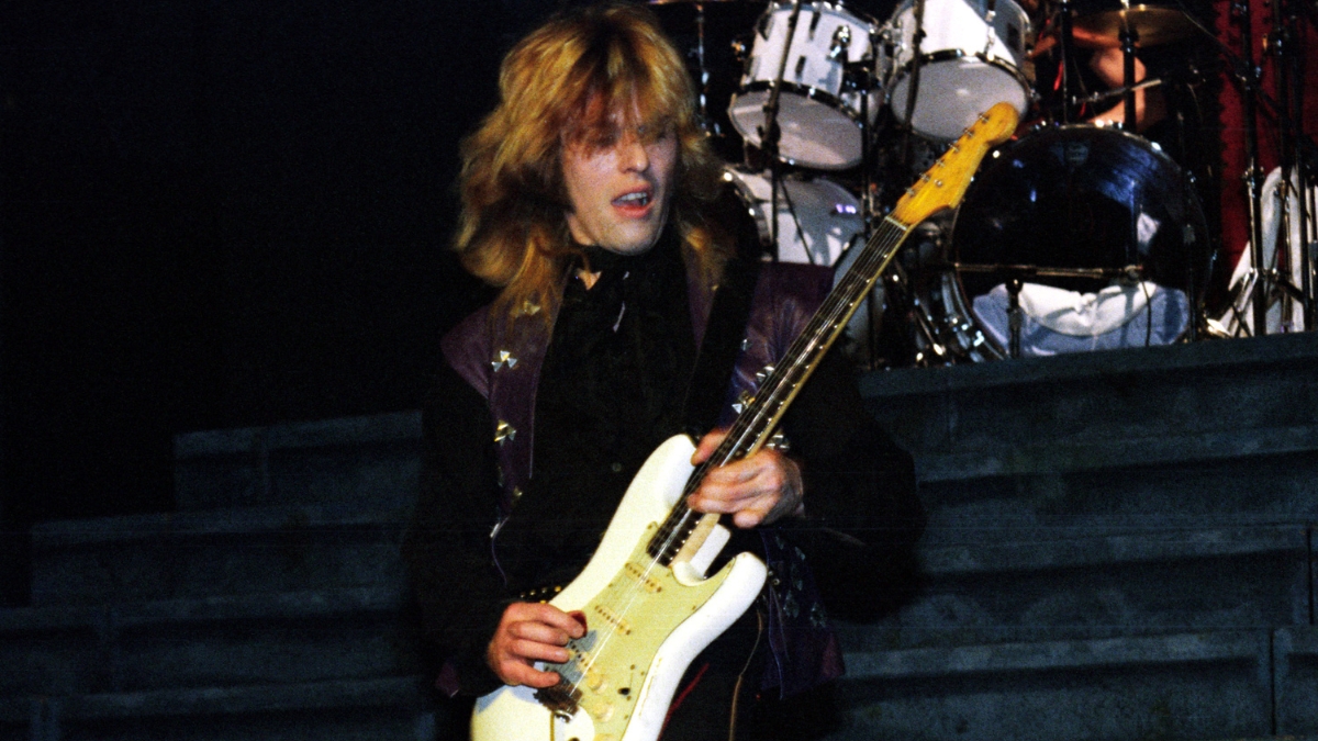 Bernie Torme of the Ozzy Osbourne band performs at Madison Square Garden on the Diary of a mad man tour, on April 5, 1982 in New York City