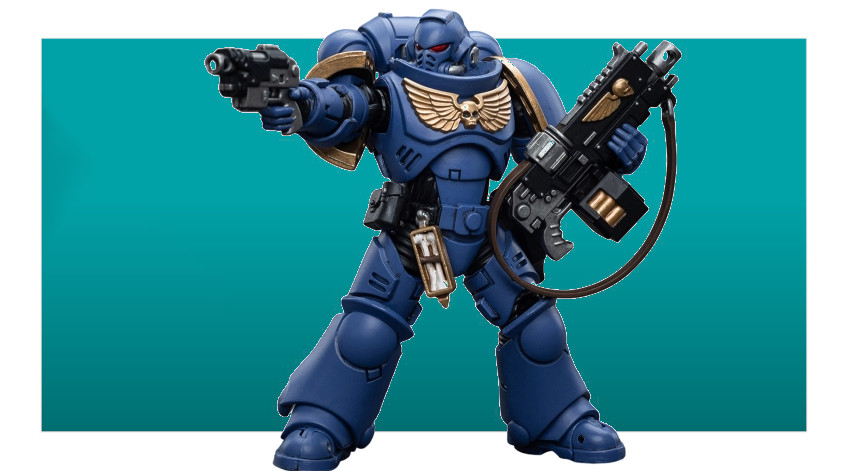 A space marine action figure. 