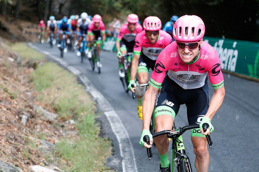 Simon Clarke pushes the pace during stage 11 at the Vuelta